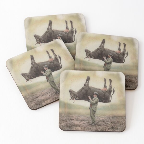 Item preview, Vintage Man Carrying a Cow" or "The Cow-Lifting Marvel designed and sold by The Ravens Ballad.