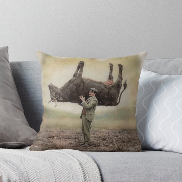 Item preview, Vintage Man Carrying a Cow" or "The Cow-Lifting Marvel designed and sold by The Ravens Ballad.