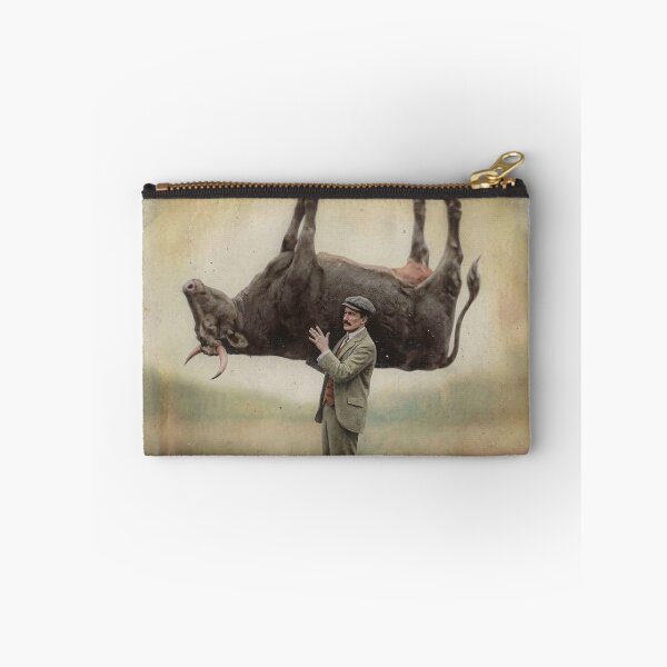 Item preview, Vintage Man Carrying a Cow" or "The Cow-Lifting Marvel designed and sold by The Ravens Ballad.