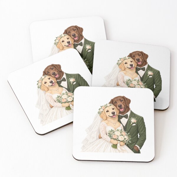 Artikelvorschau, Labrador Bride and Groom Wedding Portrait entworfen und verkauft von skyartdesign.
