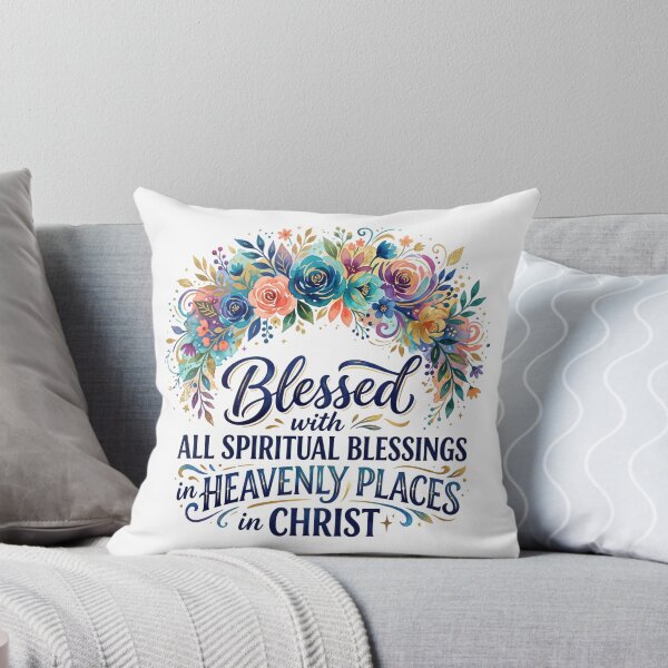 Item preview, Blessed with all spiritual blessings in heavenly places in Christ - Floral Watercolor Faith Graphic designed and sold by Faithloveshop.