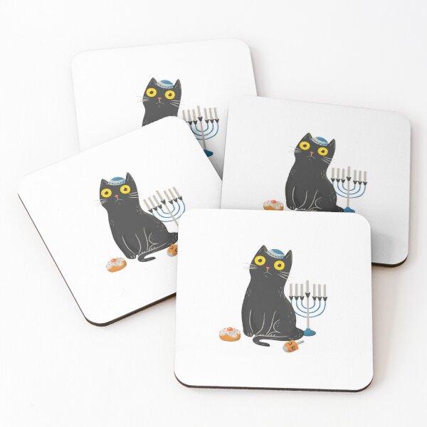 Item preview, Intense Gaze Black Cat in Hanukkah  designed and sold by HytoneArt.