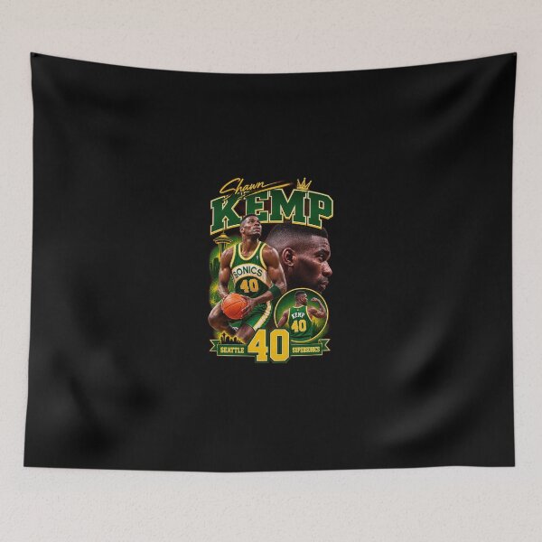 Aperçu de l'œuvre Shawn Kemp Seattle Supersonics 40 Ballon de basket rétro - 77 créée et vendue par PhylissMrazik.