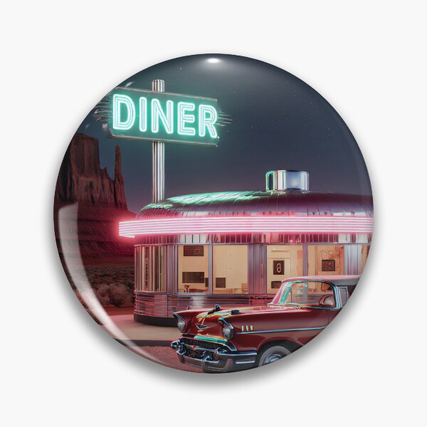 Item preview, Vintage Neon Diner Route 66 Classic Car Desert Night designed and sold by Stupid Shirts.