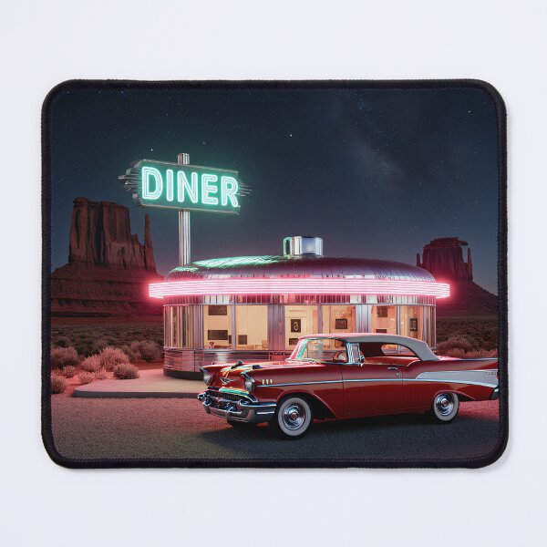 Item preview, Vintage Neon Diner Route 66 Classic Car Desert Night designed and sold by Stupid Shirts.
