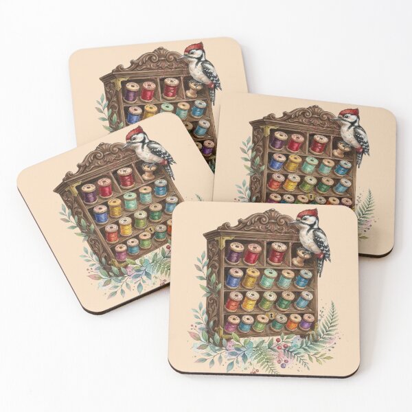 Item preview, Woodpecker with Vintage Thread Spool Cabinet designed and sold by Merli7.
