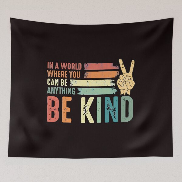 Item preview, Be Kind Retro Stripe Peace Sign Sayings designed and sold by DonatStudio.