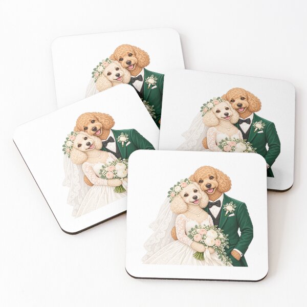 Artikelvorschau, Poodle Bride and Groom Wedding Portrait entworfen und verkauft von skyartdesign.