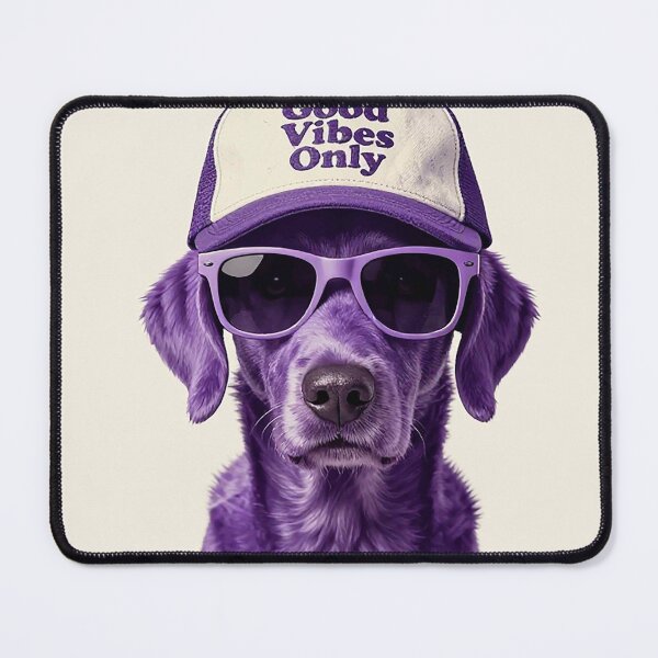 Item preview, Cool Purple Golden Retriever Good Vibes Only Cap & Glasses designed and sold by MFMart.