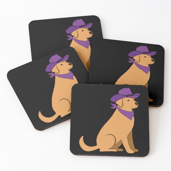 Item preview, Purple Cowboy Hat Dog Illustration (Country Western Bandana Dog w Black Outlines) designed and sold by ZodiacGradient.