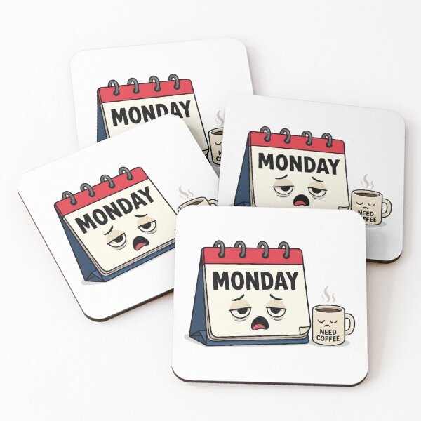 Aperçu de l'œuvre Tired Monday Needs Coffee Funny Office Sticker créée et vendue par BrashBear.