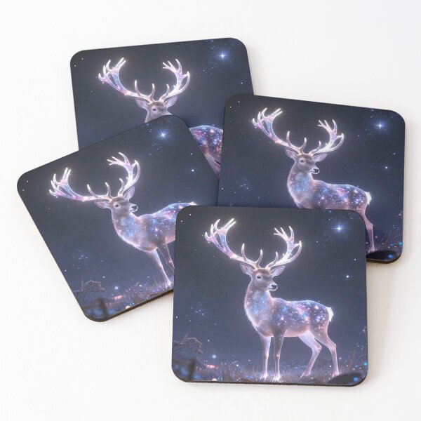 Item preview, Cosmic Galaxy Deer with Glowing Antlers Starry Night designed and sold by MFMart.