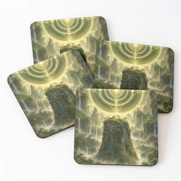 Item preview, Sacred Geometry Over Tropical Waterfall Valley designed and sold by monkeybusiness.pt.