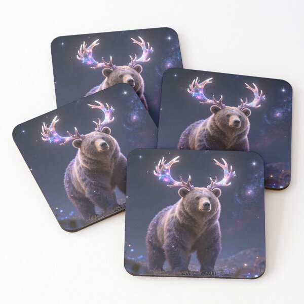 Item preview, Galaxy Bear with Glowing Antlers Cosmic Night designed and sold by MFMart.