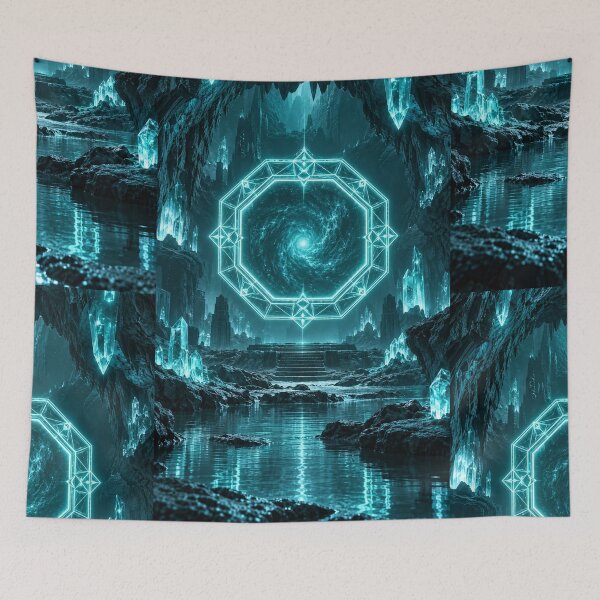 Item preview, Glowing Geometric Portal In Crystal Cavern designed and sold by monkeybusiness.pt.