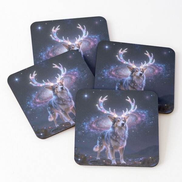 Item preview, Cosmic Galaxy Wolf with Glowing Antlers Starry Sky designed and sold by MFMart.