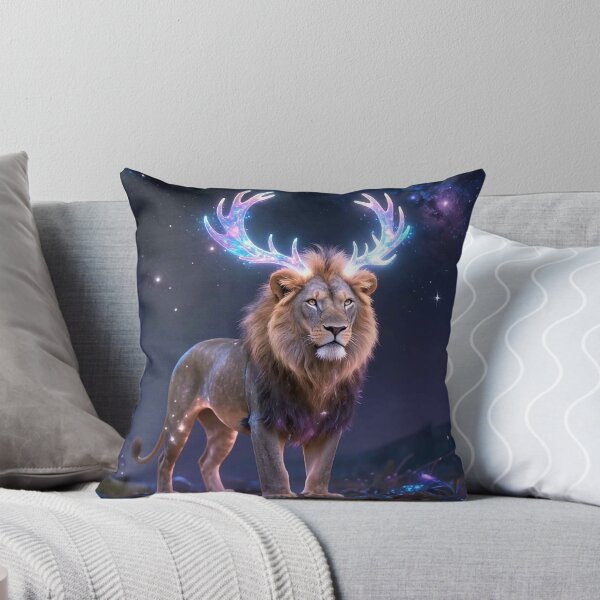 Item preview, Galaxy Lion with Glowing Antlers Cosmic Majesty designed and sold by MFMart.