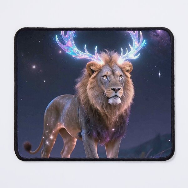 Item preview, Galaxy Lion with Glowing Antlers Cosmic Majesty designed and sold by MFMart.