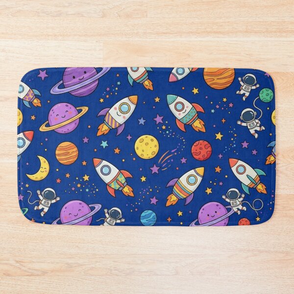 Item preview, Cute Cartoon Space Rockets Planets Childrens Bedding Pattern designed and sold by Shivora Studio.
