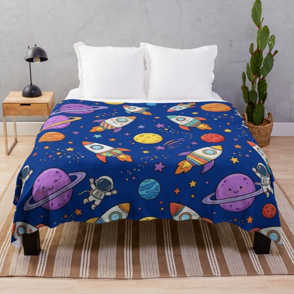 Item preview, Cute Cartoon Space Rockets Planets Childrens Bedding Pattern designed and sold by ShivCraft Studio.