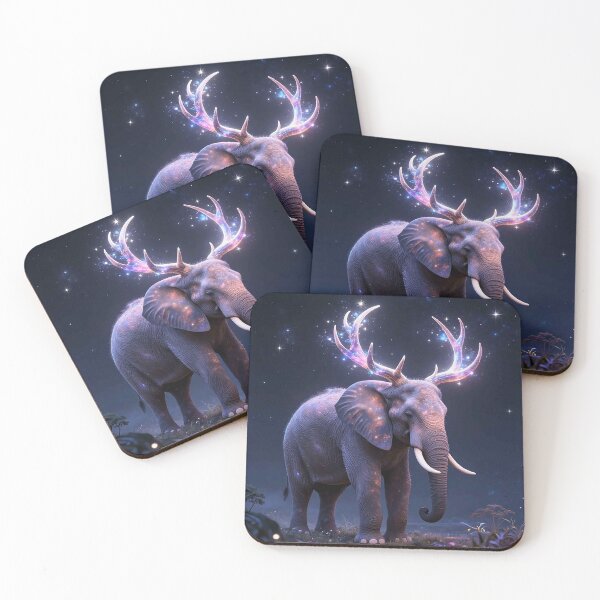 Item preview, Cosmic Galaxy Elephant with Glowing Antlers Starry Night designed and sold by MFMart.