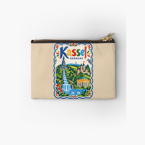 Item preview, Kassel Germany Embroidered Travel Illustration Bergpark Wilhelmshöhe and Waterfalls designed and sold by Witsprings.