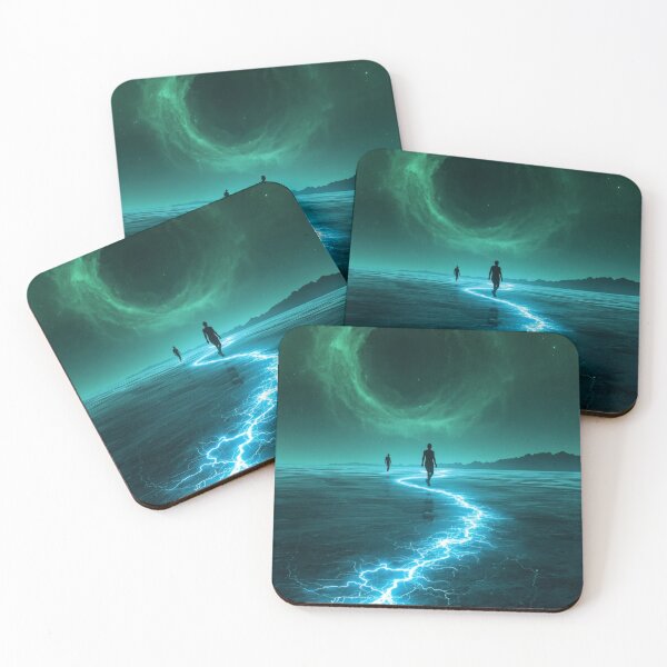 Item preview, Silhouettes Walking Electric Path Toward Cosmic Vortex designed and sold by monkeybusiness.pt.