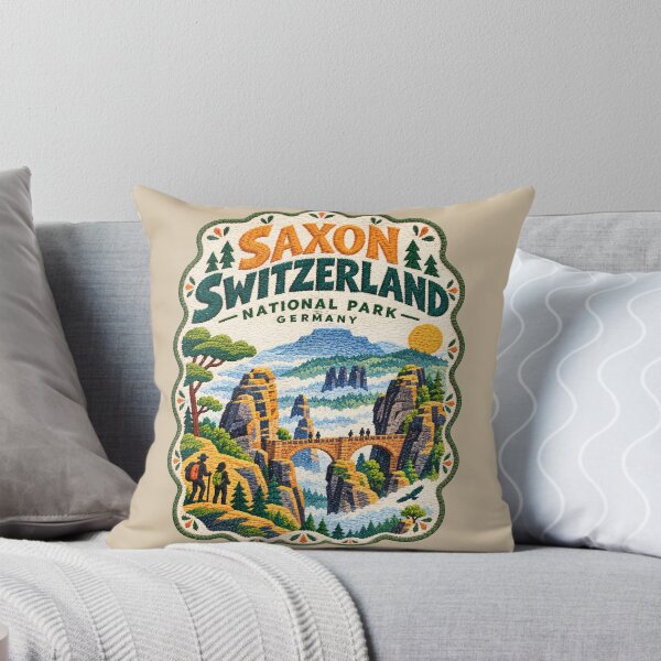 Item preview, Saxon Switzerland National Park Germany Embroidered Art Travel Illustration designed and sold by Witsprings.