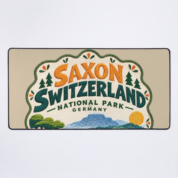 Item preview, Saxon Switzerland National Park Germany Embroidered Art Travel Illustration designed and sold by Witsprings.