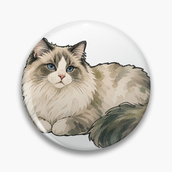 Item preview, Fluffy Ragdoll Cat Loafing Watercolor Illustration designed and sold by Jessie's Palette.