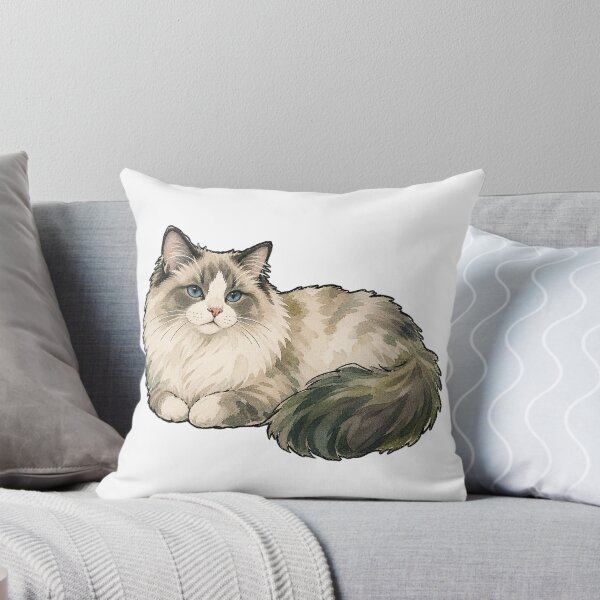 Item preview, Fluffy Ragdoll Cat Loafing Watercolor Illustration designed and sold by Jessie's Palette.