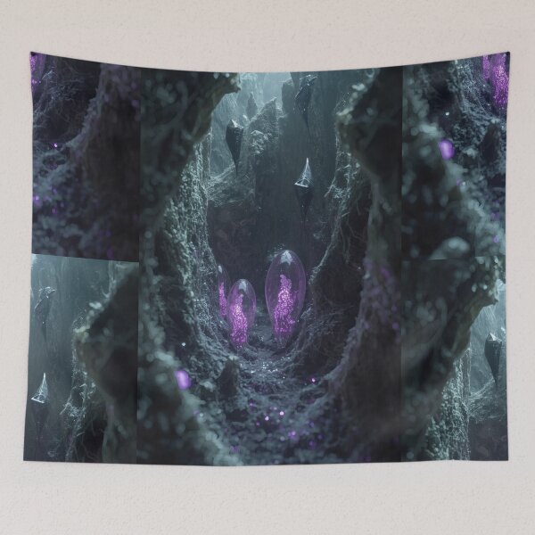 Item preview, Bioluminescent Purple Pods In Alien Cave Canyon designed and sold by monkeybusiness.pt.