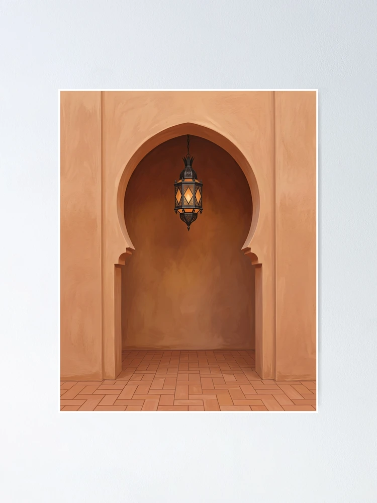 Serene Terracotta Moroccan Archway Architecture Poster