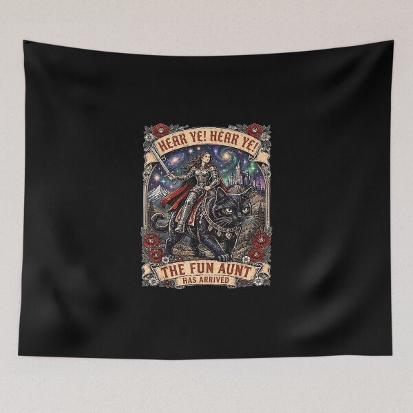 Item preview, Hear Ye Hear Ye The Fun Aunt Has Arrived Funny Knight Cat Cosmic designed and sold by nycahperdstore.