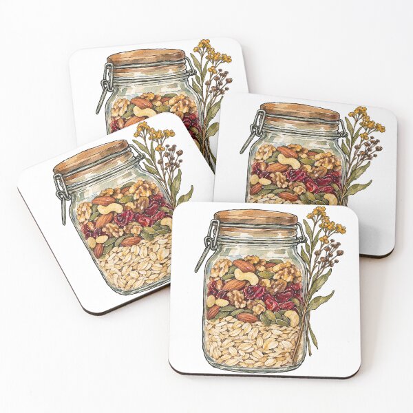 Item preview, Granola Jar with Dried Wildflowers Watercolor Art designed and sold by Jessie's Palette.