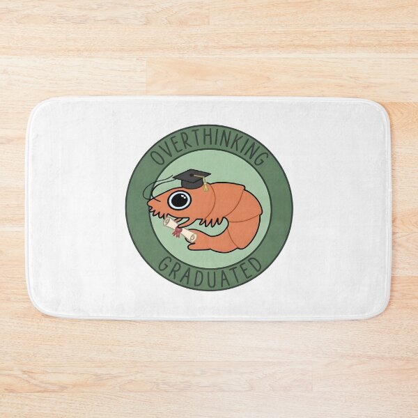 Item preview, Overthinking Graduated Cute Shrimp with Grad Cap and Diploma designed and sold by LuloCreative.