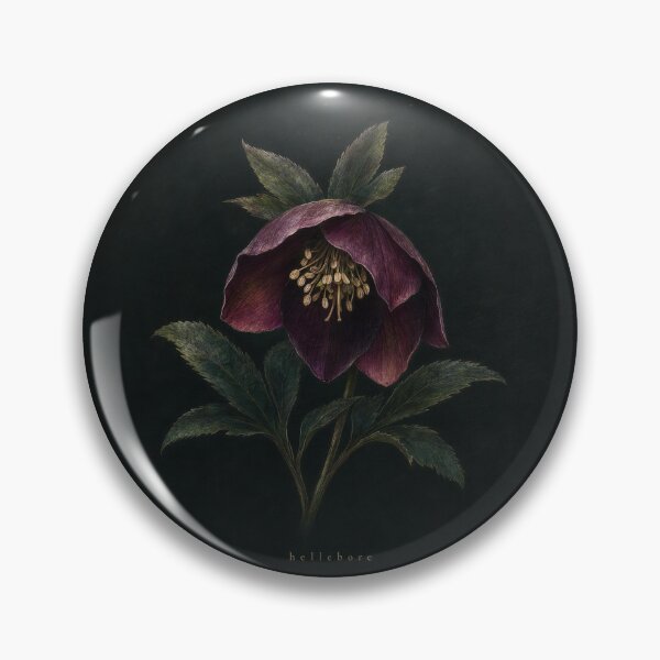 Item preview, Hellebore Dark Botanical Illustration | Moody Floral Wall Art designed and sold by FixationStudio.