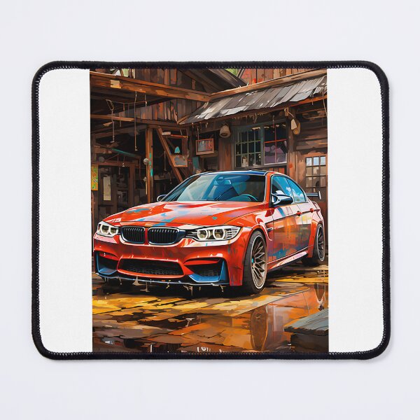 Item preview, Custom Sports Sedan Artwork in Rustic Wooden Workshop Setting designed and sold by Zyla Graphic.