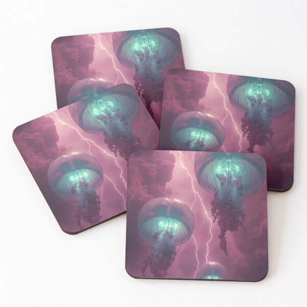 Item preview, Giant Cosmic Jellyfish In Crimson Lightning Storm designed and sold by monkeybusiness.pt.