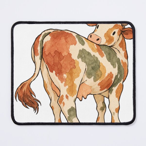 Item preview, Gentle Cow Looking Back in Vintage Watercolor designed and sold by Jessie's Palette.