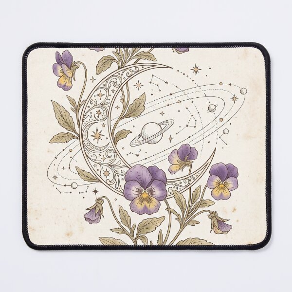 Item preview, Celestial Wild Pansy and Moon - Vintage Botanical Symbol Notebook designed and sold by MissoStudio.