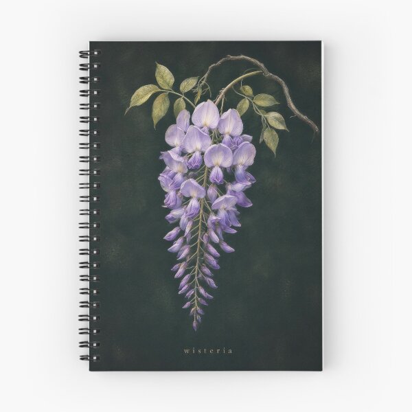 Item preview, Wisteria Dark Botanical Illustration | Moody Floral Wall Art designed and sold by FixationStudio.