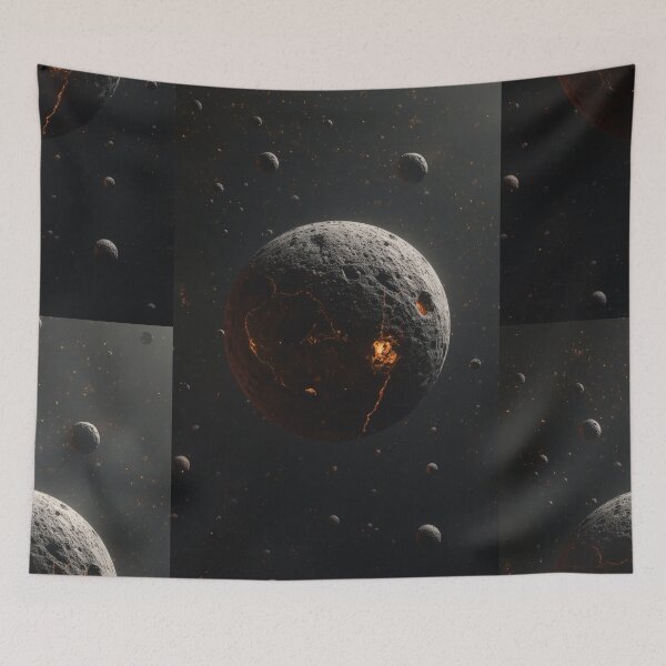 Item preview, Cratered Moon With Glowing Lava Fissures designed and sold by monkeybusiness.pt.
