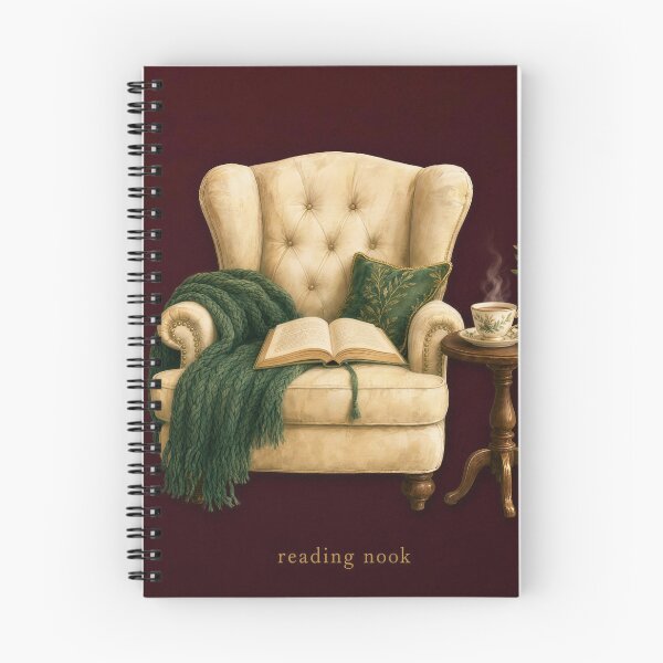 Aperçu de l'œuvre Reading Nook Cozy Book Lover Illustration | Bookish Wall Art créée et vendue par FixationStudio.