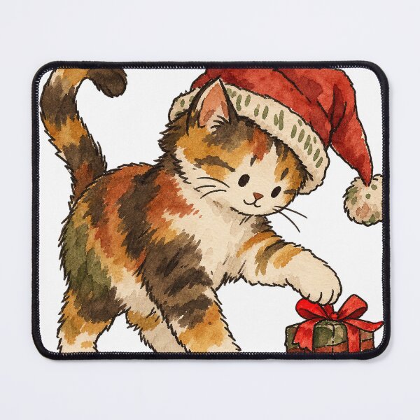 Item preview, Cute Christmas Cat Playing with Holiday Gift Box designed and sold by Jessie's Palette.