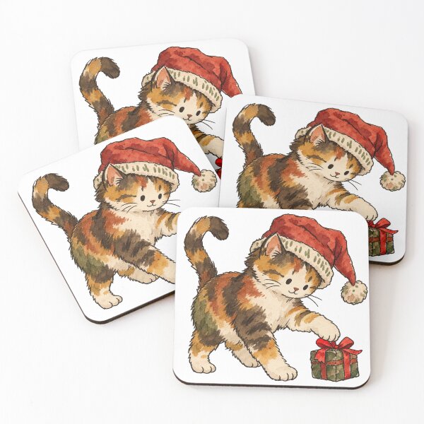 Item preview, Cute Christmas Cat Playing with Holiday Gift Box designed and sold by Jessie's Palette.