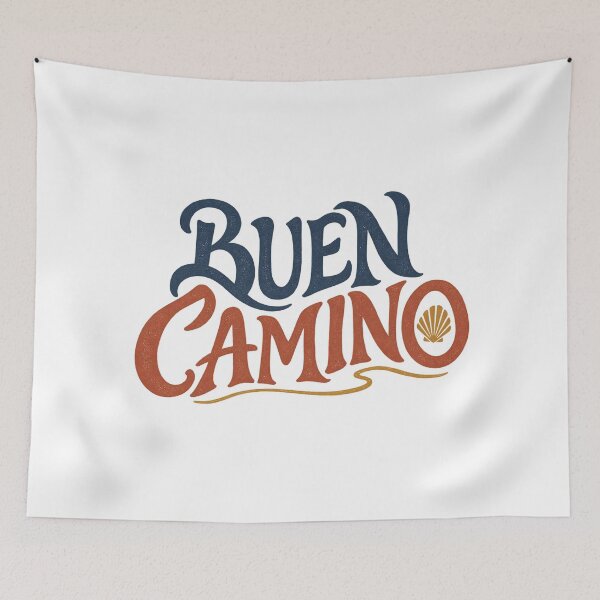 Artikelvorschau, Buen Camino Retro Typografie – Camino de Santiago Jakobsmuschel entworfen und verkauft von Studio Pico.
