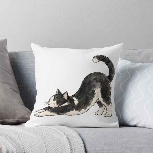 Item preview, Stretching Tuxedo Cat Hand Drawn Watercolor Art designed and sold by Jessie's Palette.