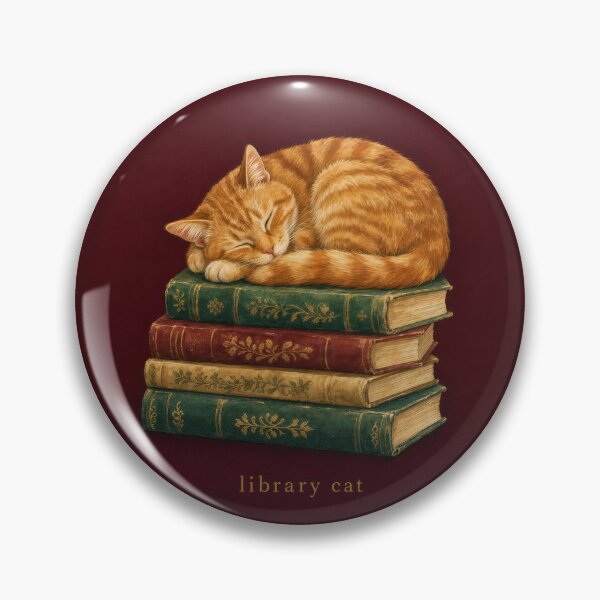 Artikelvorschau, Library Cat Cozy Book Lover Illustration | Bookish Wall Art entworfen und verkauft von FixationStudio.