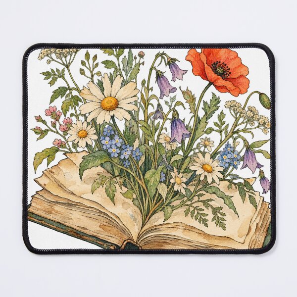 Item preview, Wildflowers Growing from Open Vintage Book Watercolor designed and sold by Jessie's Palette.
